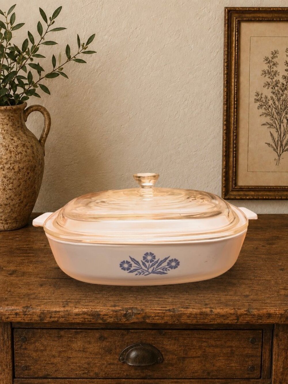 Vintage CorningWare P-9-B 9-Inch Square Casserole Dish with Lid - Excellent Cond